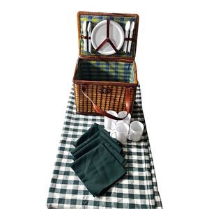 Green and Brown Dinnerware Set for Outdoor Dining